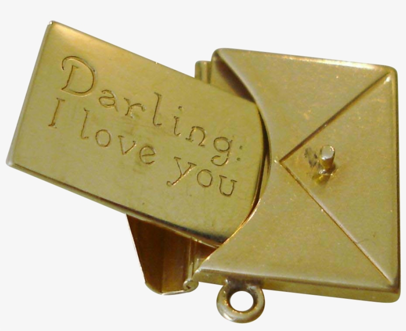 14k Gold Vintage Love Letter Charm "darling I Love - Love, transparent png