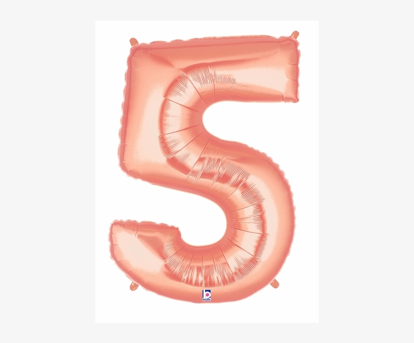 Rose Gold Number 5 Megaloon Balloon Numbers - Rose Gold Number 5 Mylar Balloon, transparent png