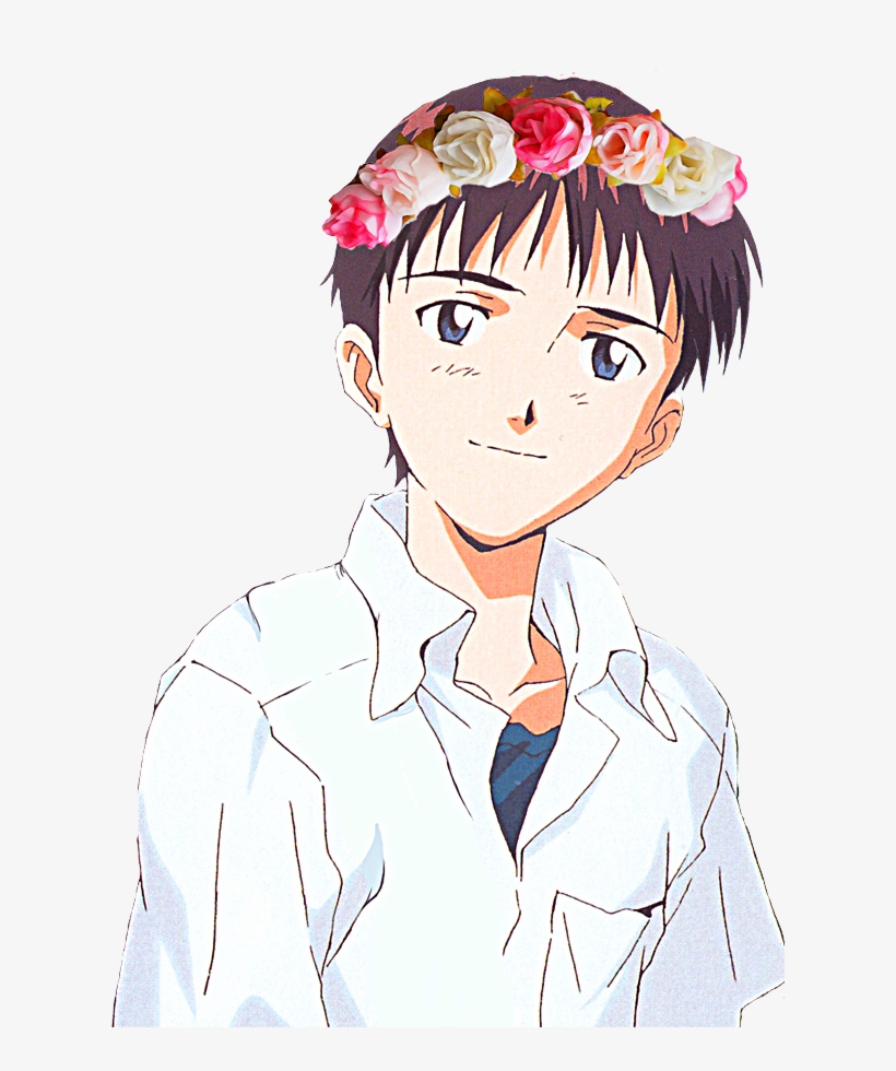“ Transparent Shinji With Flower Crown For Your Blog - Evangelion Flower Crown, transparent png