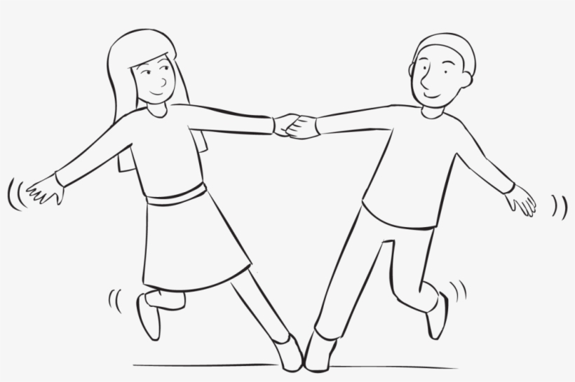 Back Two People Holding Hands And Leaning Away From - Line Art, transparent png