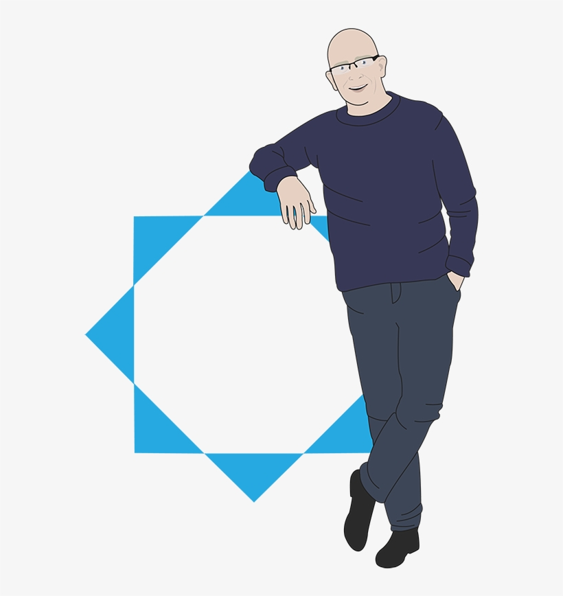 Paul Leaning On The Intellelearn Logo - Standing, transparent png