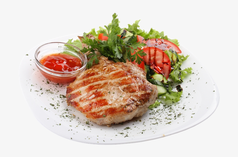 Pork Chop With Salad - Pork Chop, transparent png