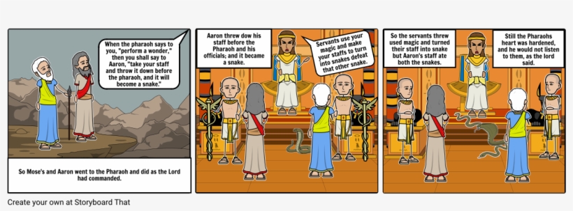 Aaron Throw Staff And Turns Into Snake - Storyboard, transparent png