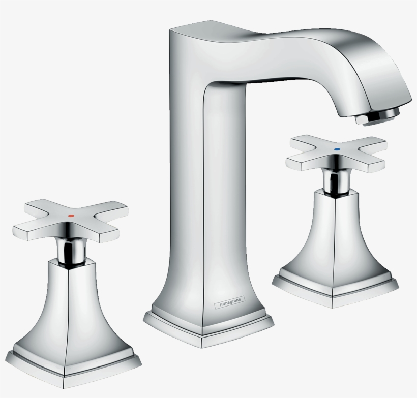 3 Hole Basin Mixer 160 With Cross Handles And Pop Up - Hansgrohe Metropol Classic 3-hole Basin Mixer 160 With, transparent png