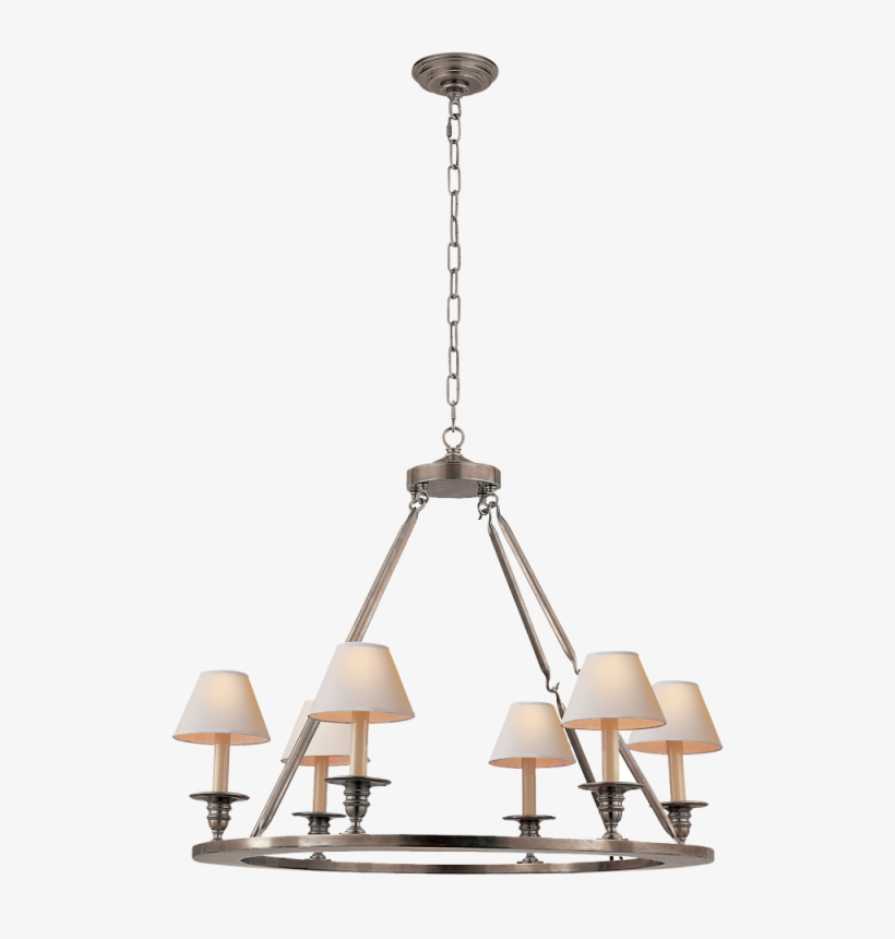 Round Flat Line Chandelier In Antique Nickel - Visual Comfort E.f. Chapman Round Flat Line Chandelier, transparent png