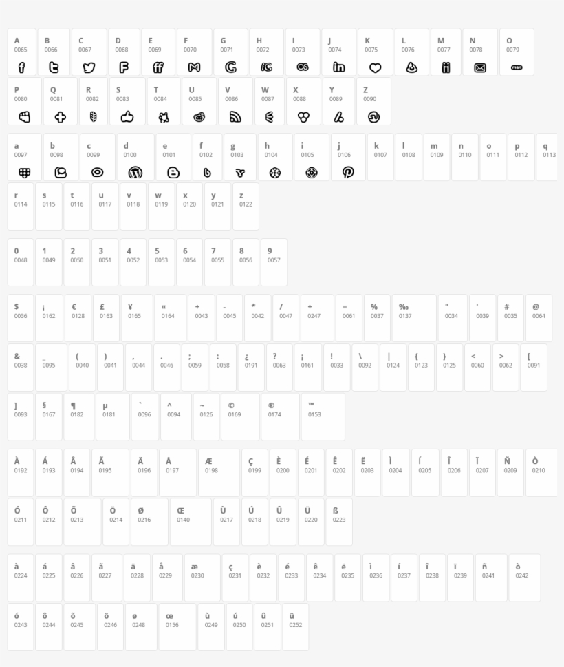 Social Media Icons Bold Character Map - Dead Space, transparent png