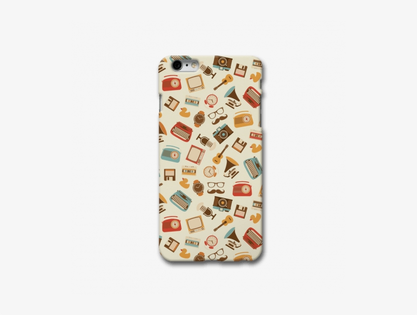 Vintage Elements Pattern Iphone 6 Plus Case - Vintage Pattern Of Hipster Elements Typewriter Guitar, transparent png