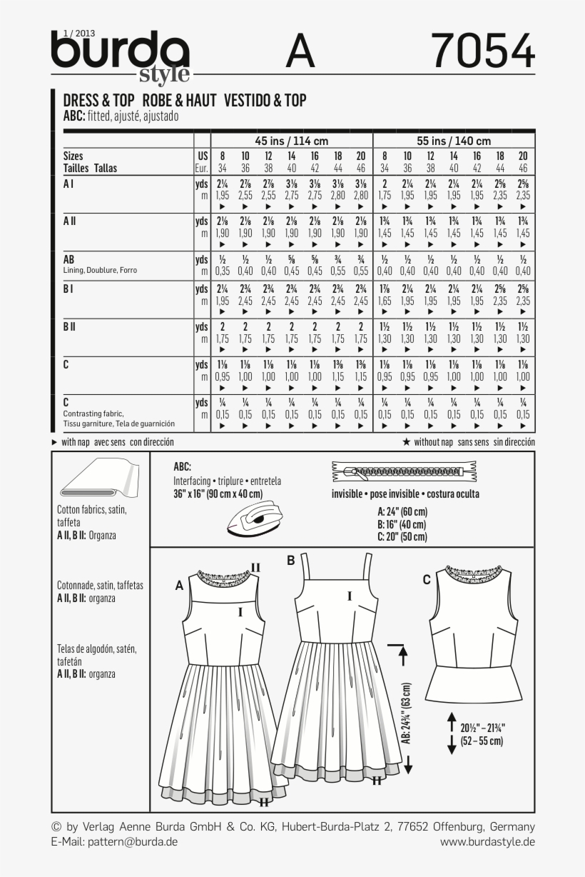 Bd7054 Misses Dress & Top - Burda 7054, transparent png