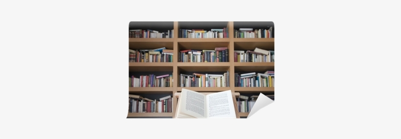 Libro Abierto Sobre Atril Con Librería De Fondo 2 Wall - Book, transparent png