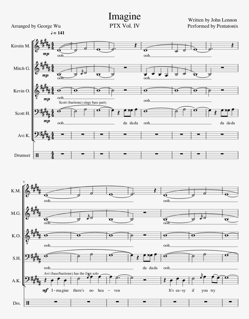 Imagine Sheet Music Composed By Written By John Lennon - Sheet Music, transparent png