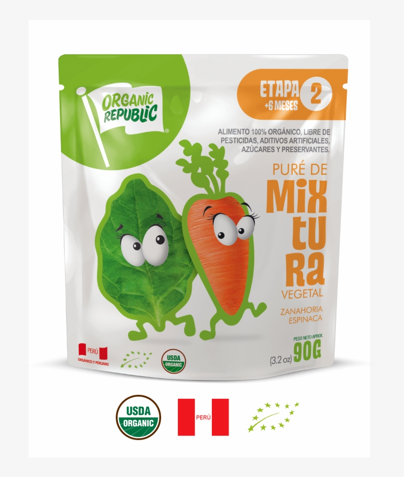 Puré De Zanahoria Y Espinca Orgánica - Usda Organic, transparent png