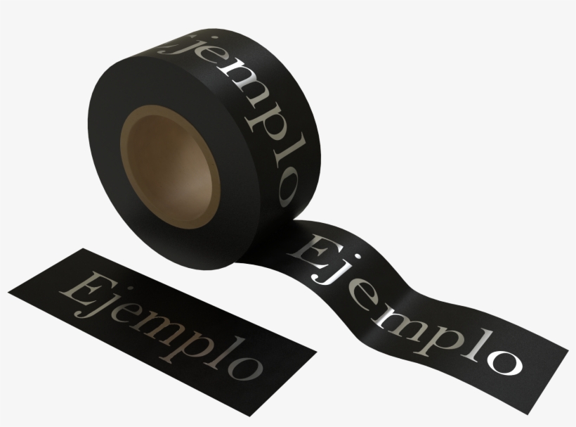 Marquillas En Cinta Negra Con Impresión Plateada O - Printing, transparent png