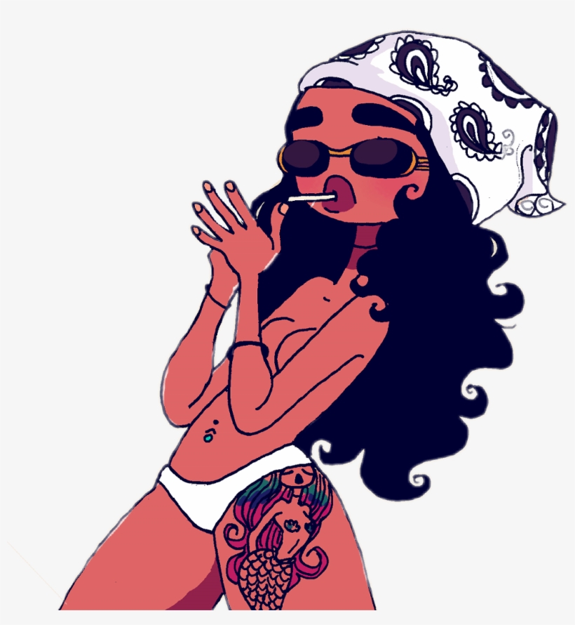 Mujer Morena Fumando Cigarrillo Anteojos Gafas Pañuelo - 90's Black Cartoons Tattoos, transparent png