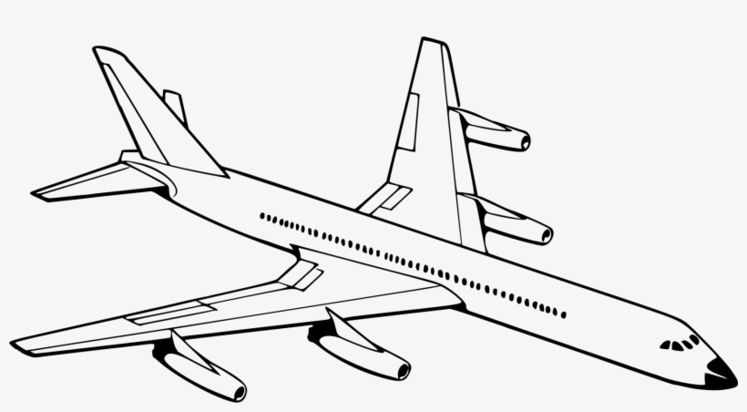 Airplane Aircraft Drawing Aviation Black And White - Sketch Of An Aeroplane, transparent png