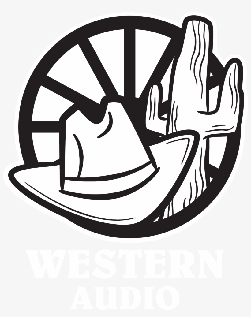 Black & White Western Audio Logo With White Text - Clip Art, transparent png