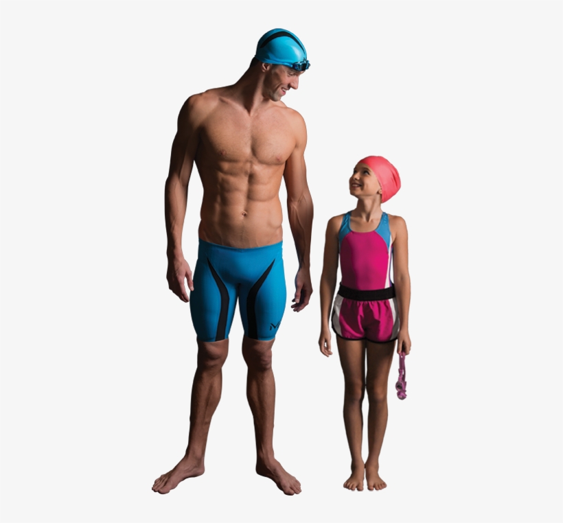 Michael Phelps Standing Next To Young Girl - Michael Phelps Standing Straight, transparent png