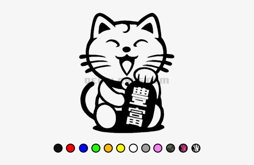 Jdm Decals - Chinese Lucky Cat Outline, transparent png