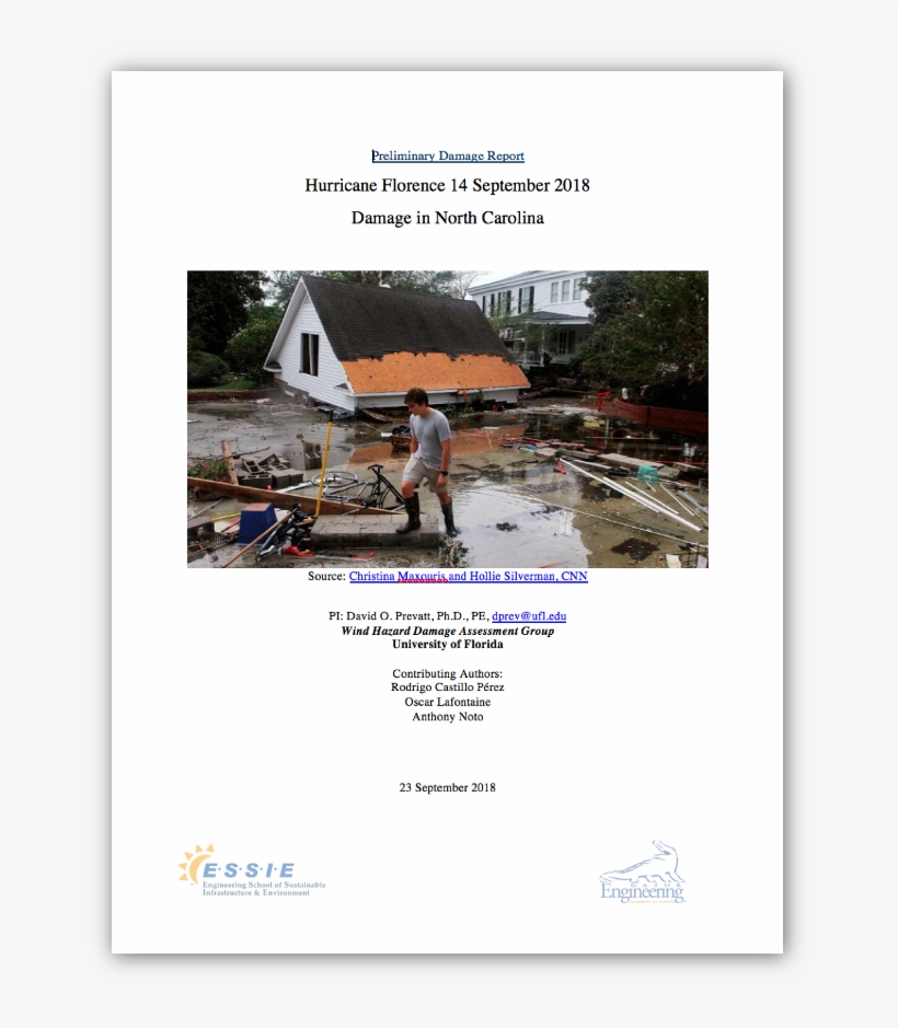 University Of Florida Presents A Report On Hurricane - Damage From Hurricane Florence, transparent png