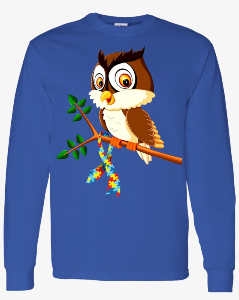 Owl Autism G540 Gildan Ls T Shirt - Hoot Owls Of The Forest Coloring Book, transparent png