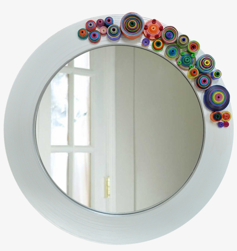 Espejo Blanco Tallado Artesanalmente En Madera, Pintado - Espejos Pintados En Blanco, transparent png