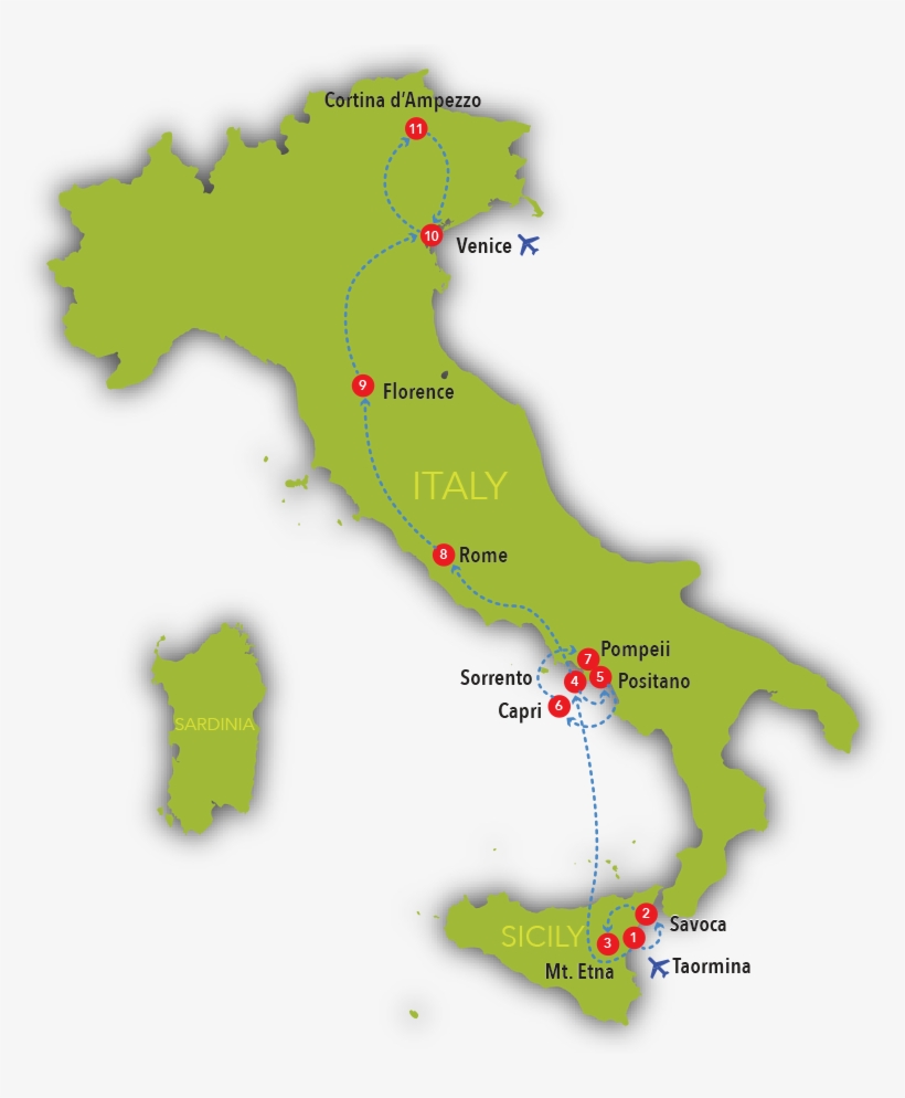 Best Of Italy Map 800 Final - 10 Day Italy Itinerary, transparent png
