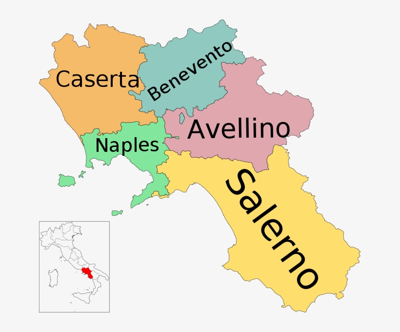 Map Of Region Of Campania, Italy, With Provinces - Campania Map, transparent png