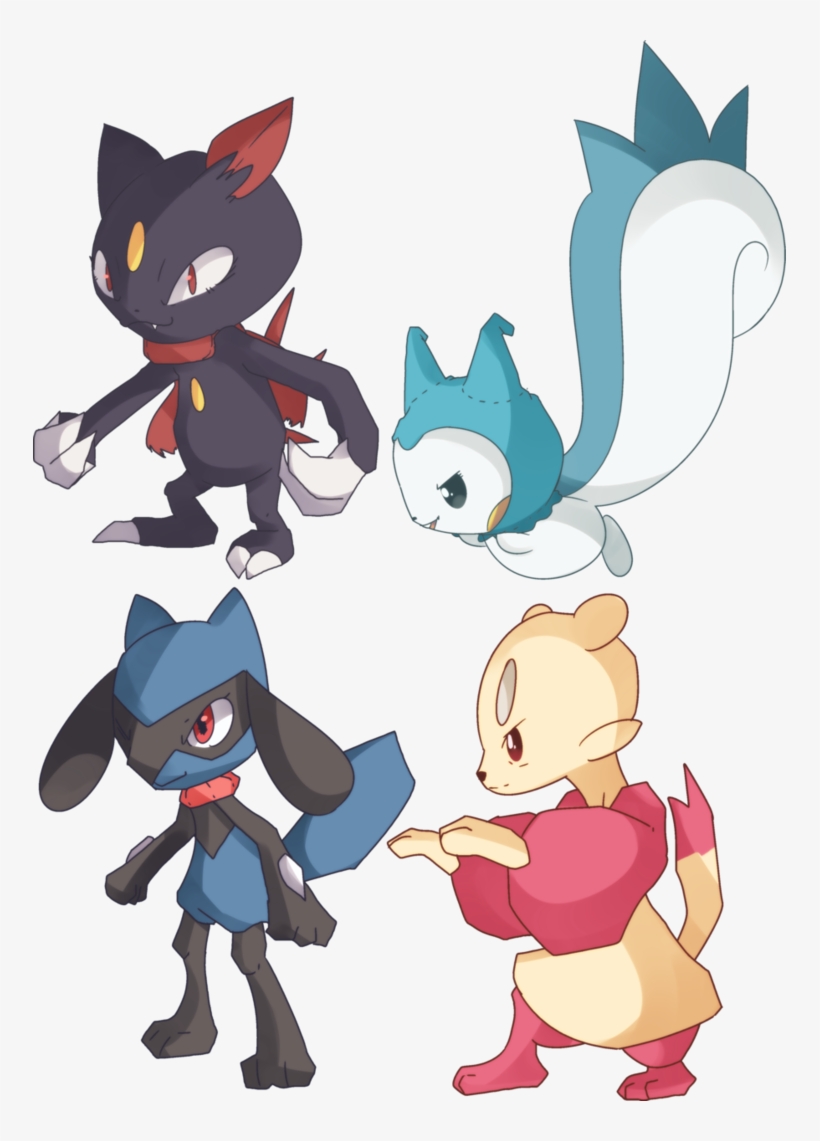 Custom Sneasel Riolu Pachirisu Mienfoo Commissions - Pachirisu And Garchomp, transparent png