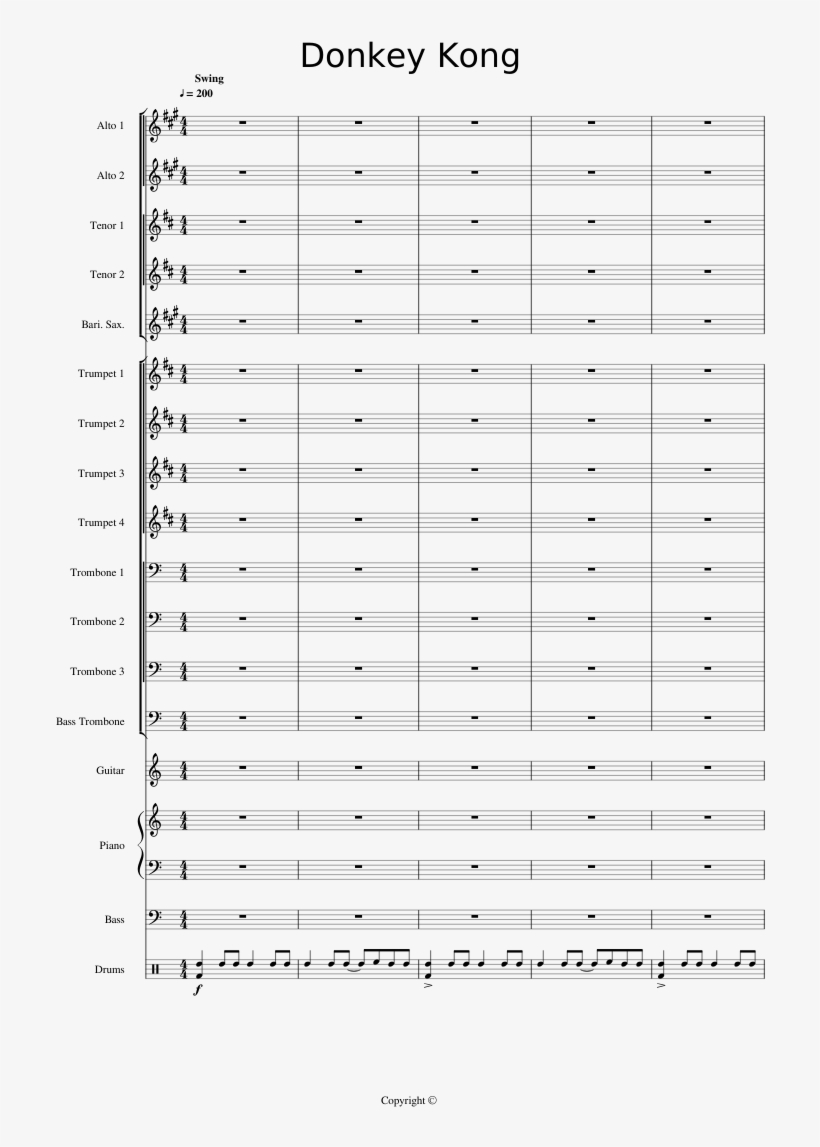 Donkey Kong Sheet Music 1 Of 55 Pages - Jungle Japes Tenor Sax Music, transparent png