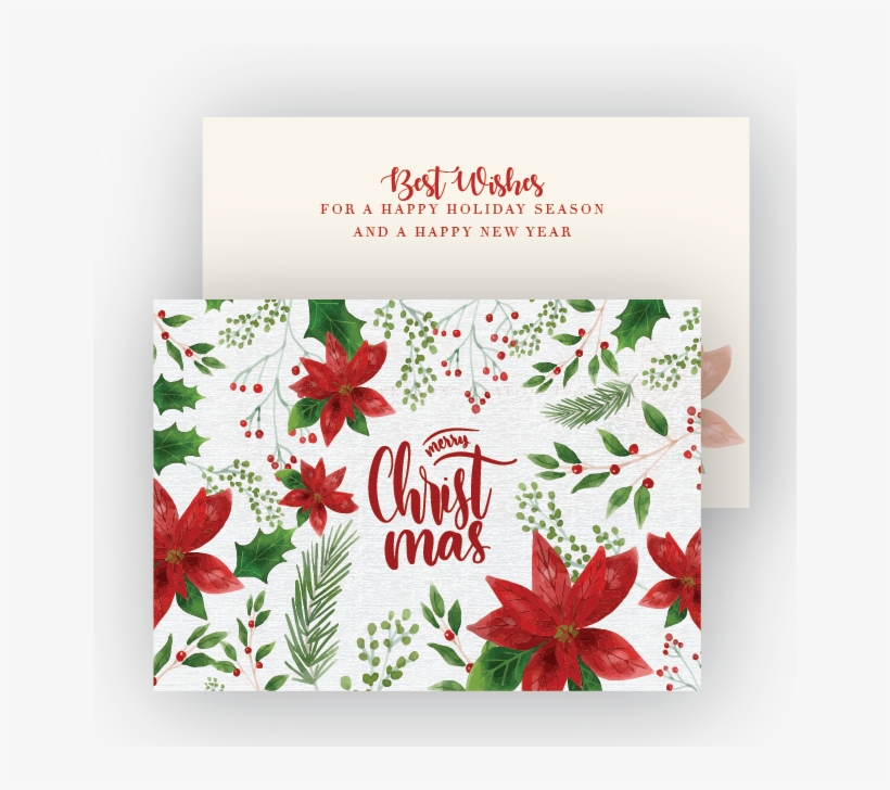 "poinsettia For The Holidays" Card, transparent png