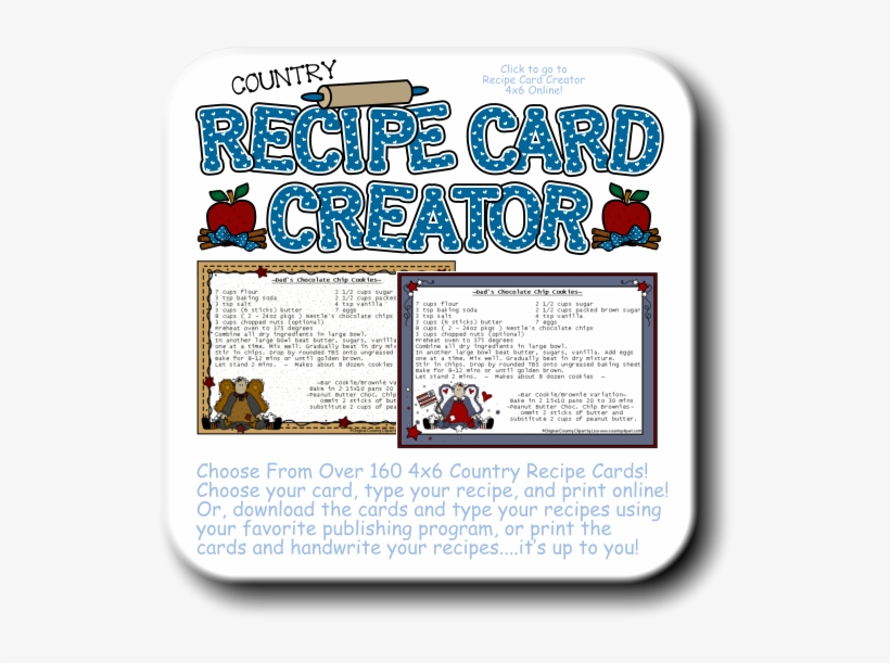 Country Choose From Over 160 Country Recipe Cards Choose - Recipe Card Clip Art, transparent png