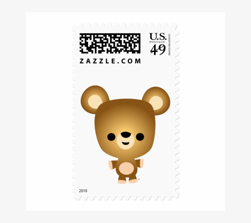 Cute Cartoon Bear Cub Postage Stamp - Stamp, transparent png