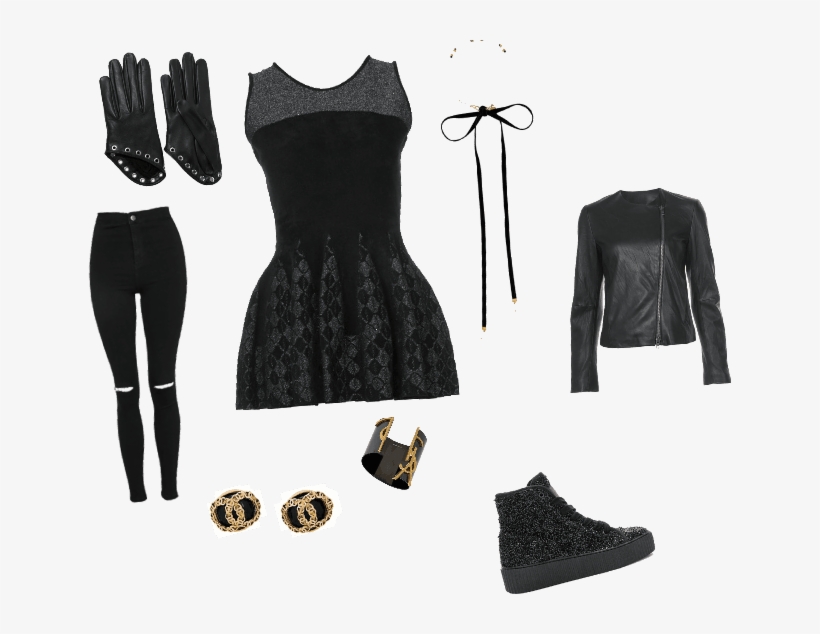 Edgy Girl - Alexander Mcqueen - Gants En Cuir À Œillets - Noir, transparent png