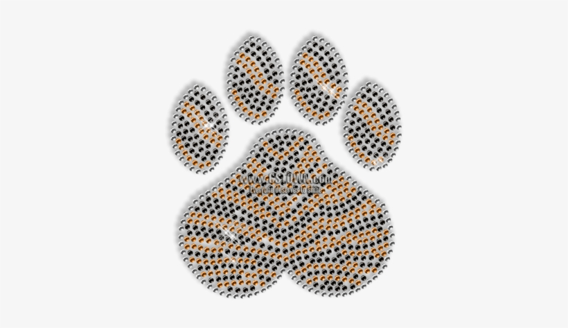 Shining Rhinestone Paw With Tiger Stripe Iron On Motif - Pet, transparent png