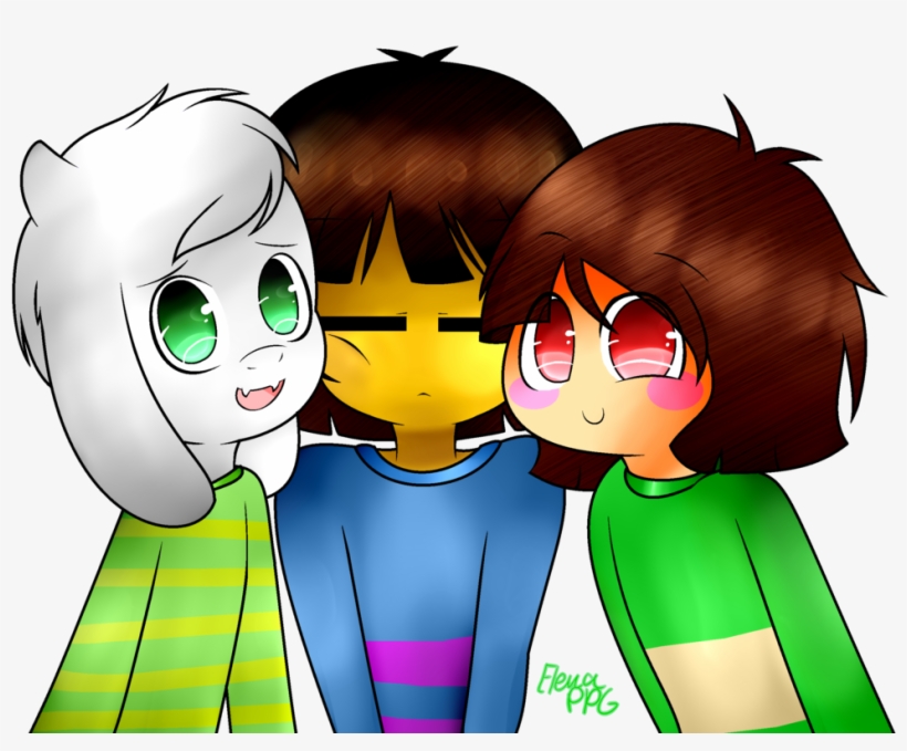 Asriel,chara,and Frisk - Frisk And Chara And Asriel, transparent png
