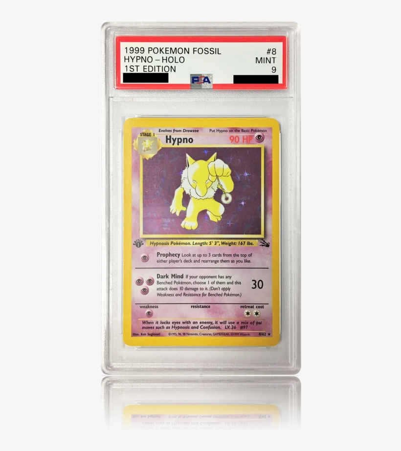 Psa 9 1st Edition Hypno 8/62 - Pokemon Hypno 8 Fossil Holo, transparent png