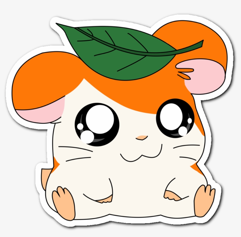 Hamtaro Hamster Kawaii Cute Anime Orange White Green - Hamtaro Cute, transparent png