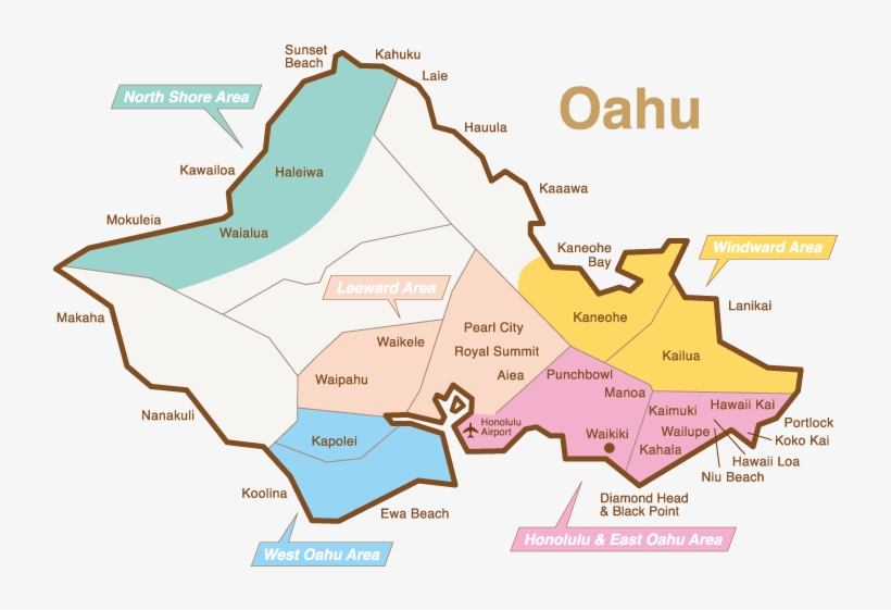 Oahu Island Area Map - Oahu Pearl City Map, transparent png