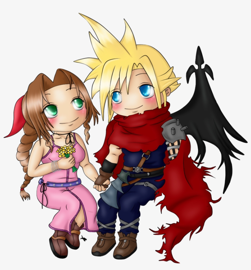 Cloud And Aerith - Cartoon, transparent png