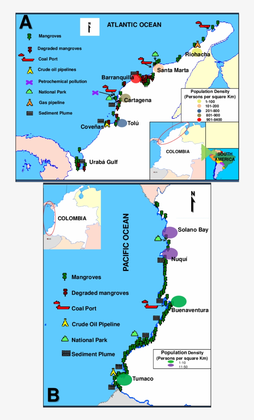 Map Of Colombian Coasts Showing Strategic Locations - Map, transparent png