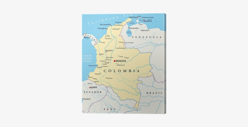 Colombia Map Canvas Print • Pixers® • We Live To Change - Art Print: Furian's Colombia Political Map, 61x46in., transparent png