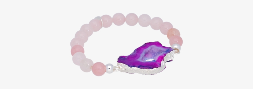 Purple Geode Rose Quartz Bracelet - Bracelet, transparent png