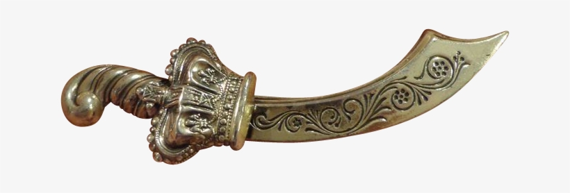Rare Sterling Silver Sword Brooch Pin By Jewelart Scimitar - Brooch, transparent png