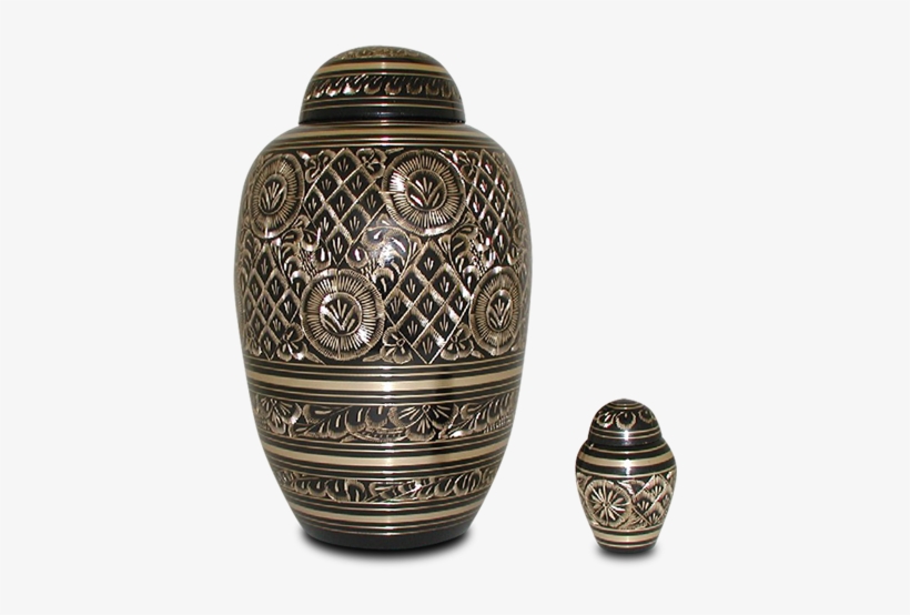 Black Brass - $150 - Single - 10 - 5"x 6 - 5" - 211 - Black And Gold Urn, transparent png