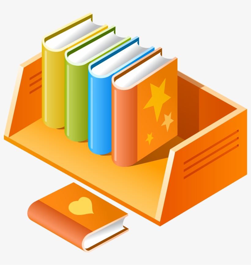 Shelf With Multicolored Books - 书本, transparent png