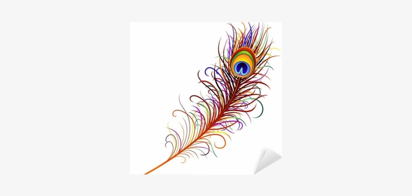 Peacock Feather Vector Png Download - Colorful Feather Design 5'x7'area Rug, transparent png