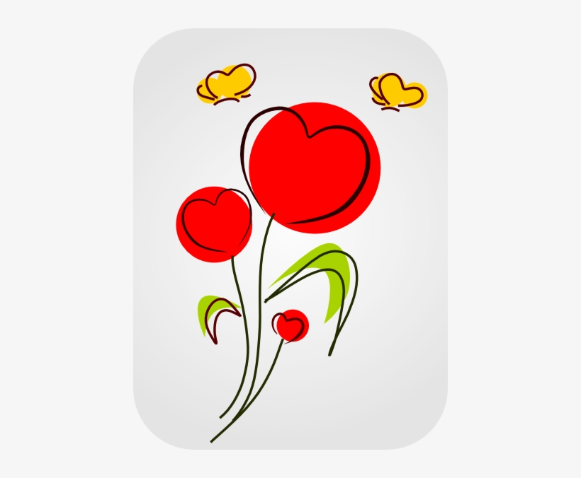 How To Set Use Heart Flowers With Butterflies Clipart, transparent png