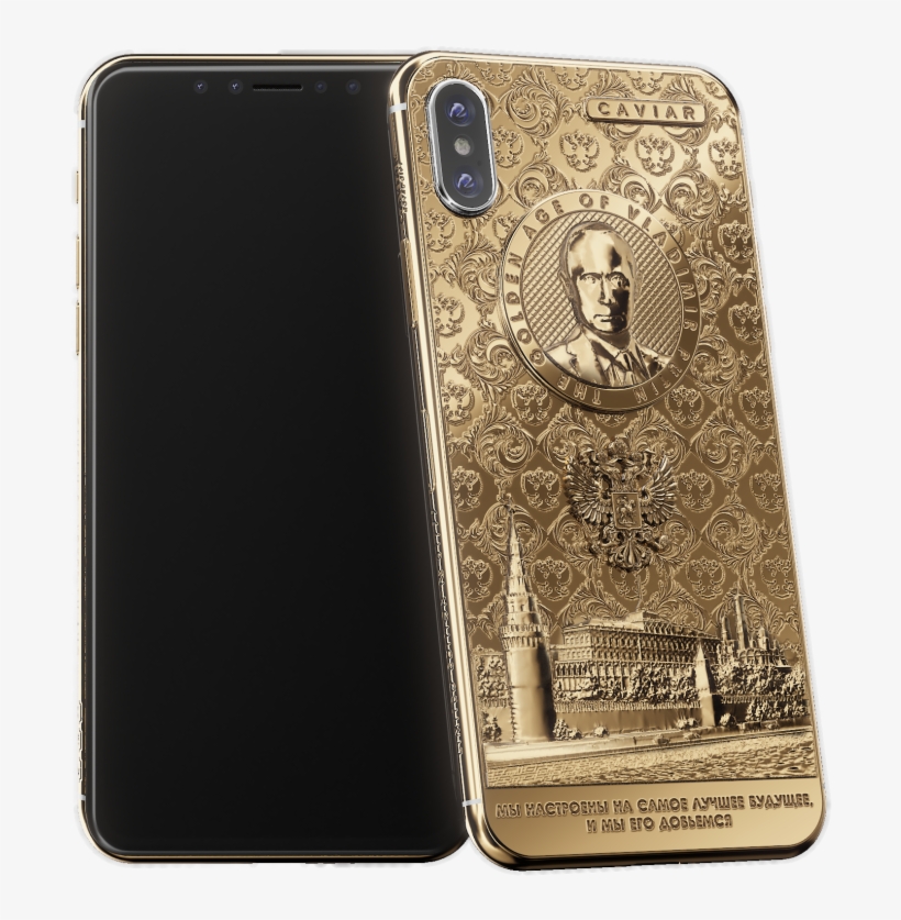 Golden Iphone X With Putin Portratit - Caviar Iphone X Putin, transparent png
