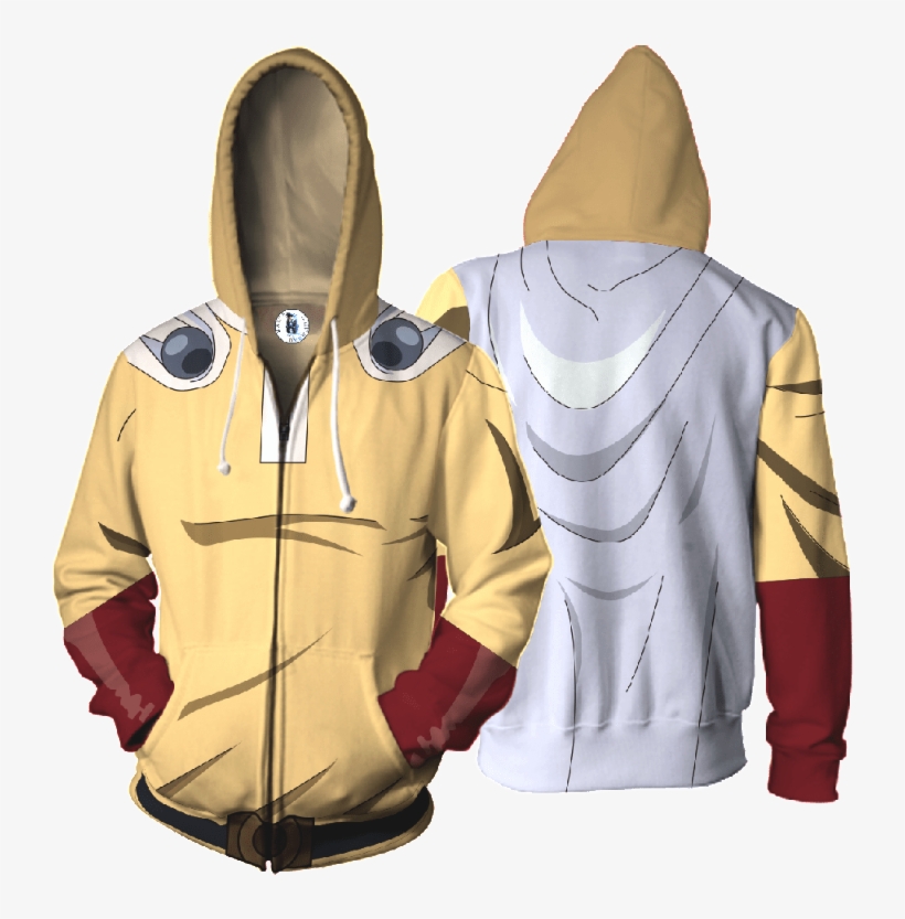 One Punch Man Hoodie Saitama Anime Cosplay Anime Zip - One Punch Man Hoodie, transparent png