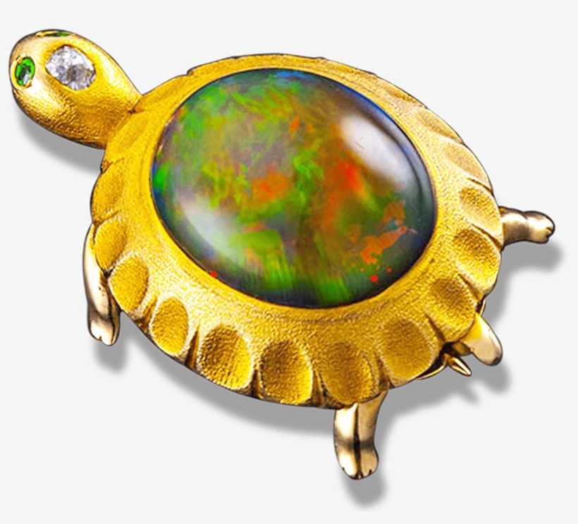 Mexican Fire Opal Turtle Brooch - Brooch, transparent png