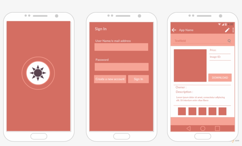 Android Mockup Template Of A Photo Store App - Apps Layout, transparent png